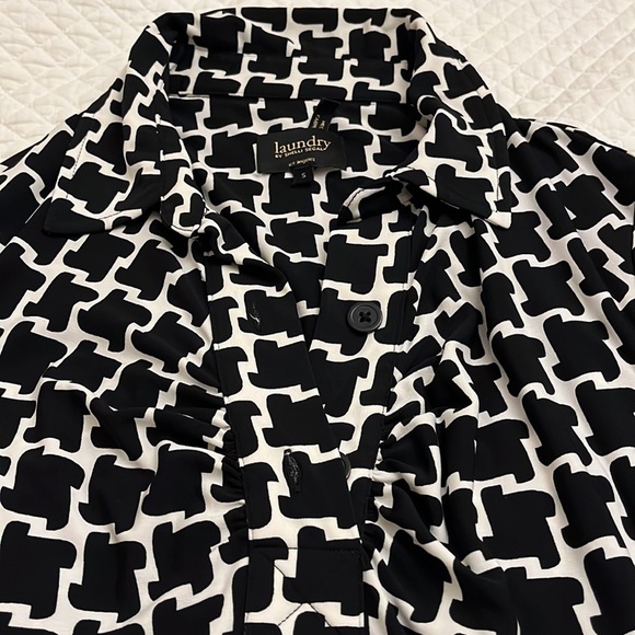 LAUNDRY SHELLI SEGAL MINI DRESS FITTED WITH BOW AT WAIST SHIRRED FRONT ACCENT - Picture 6 of 6